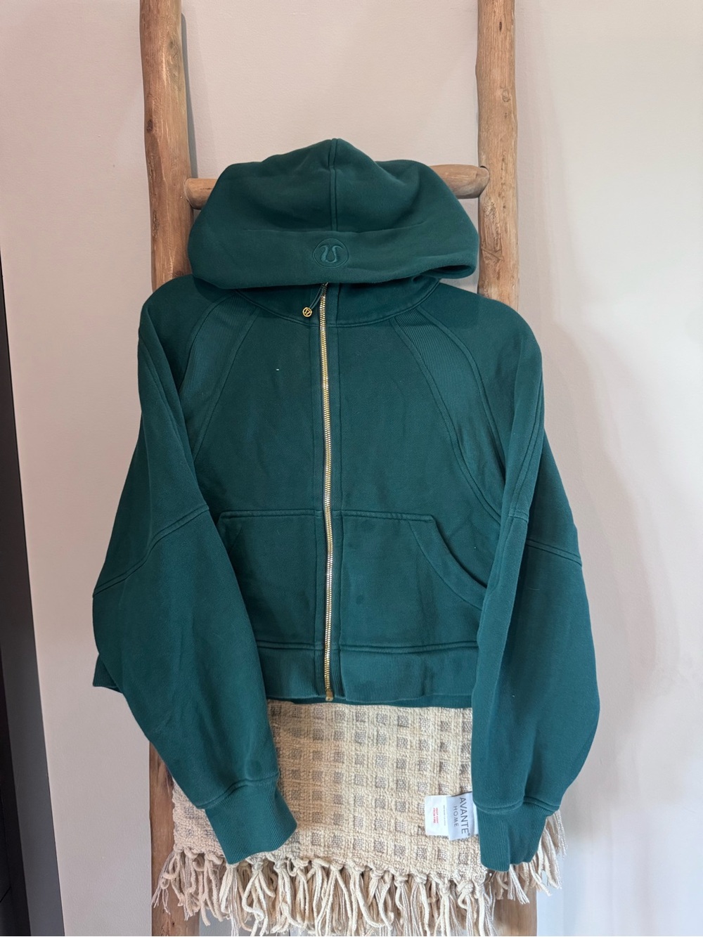 Lululemon Scuba Full Zip Hoodie – Green with Gold Zipper | XS/S